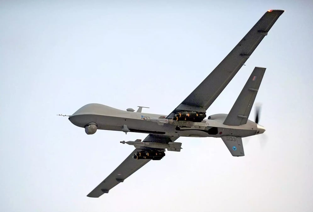 Photo d’un MQ-9 Reaper britannique en vol lors d’une mission en Afghanistan, en 2009.