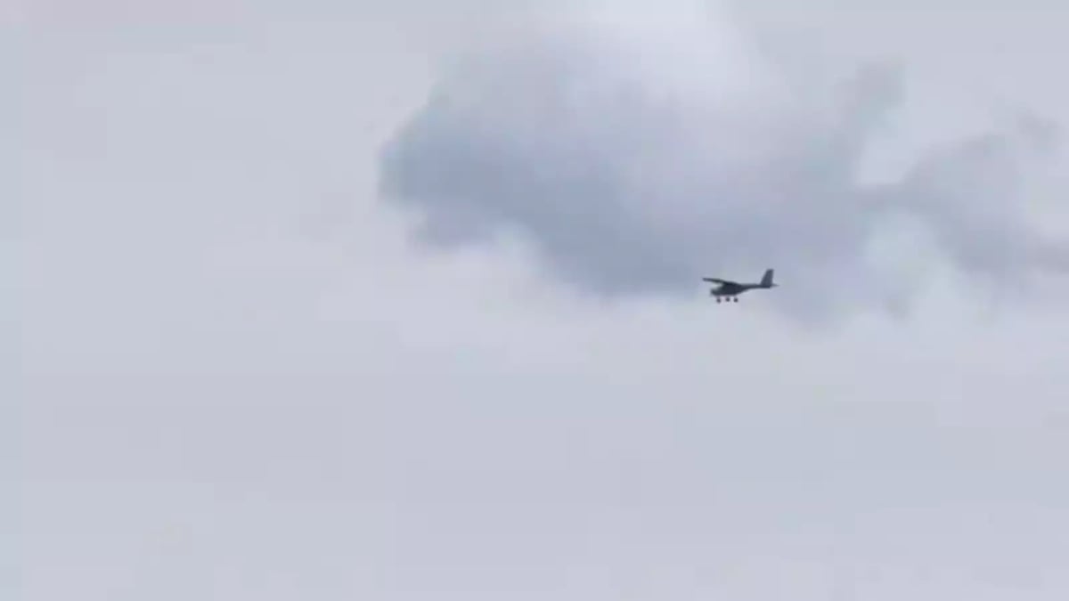 Drone suicide ukrainien A-22 Foxbat non loin de la base aérienne russe d'Olenya et quelques instants avant d'être abattu (21 août 2024).