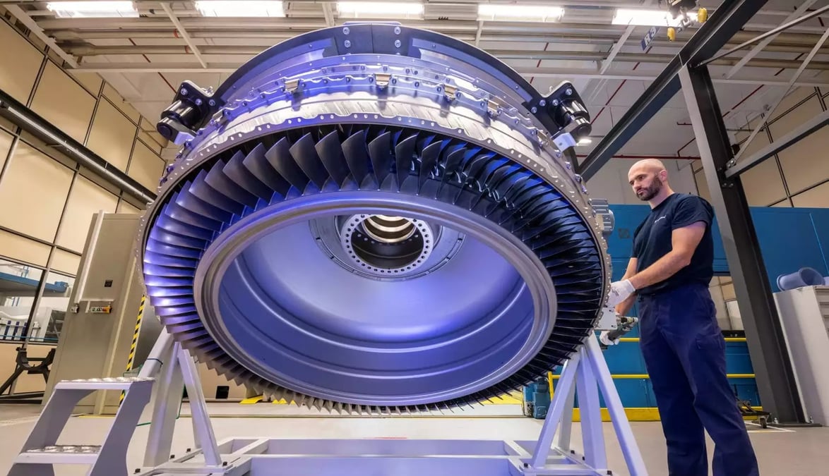 Compresseur de moteur GE9X pour Boeing 777X sur le site de Safran Aero Boosters.
